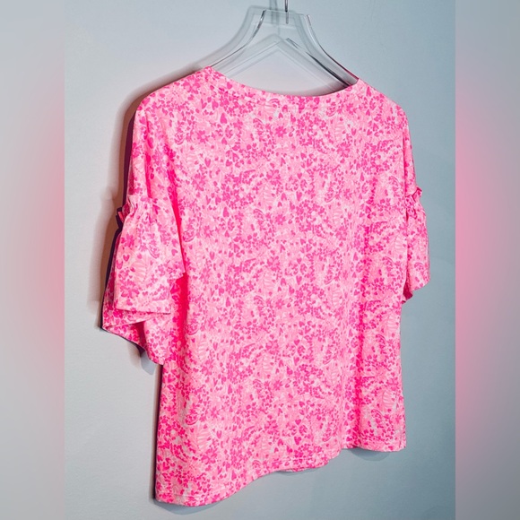 Lilly Pulitzer Ziva White Pink Shandy Invest A Gator Cotton Knit Top Shirt - Picture 7 of 14